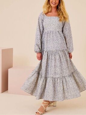 Tullabee Mama and Me Outfits Nora DressFloral Tiered Maxi Dress with Square Neck